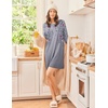 Ekouaer 3 Pack Nightgowns for Women Long Sleeve Sleepshirt Soft Nightshirt(Black/Grey Floral/Blue Pea Floral)