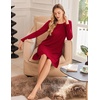 Ekouaer 3 Pack Nightgowns for Women Long Sleeve Sleepshirt Soft Nightshirt(Black/Leopard Brown/Wind Red)
