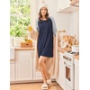 Ekouaer 3 Pack Nightgowns for Women Long Sleeve Sleepshirt Soft Nightshirt(Black/Navy Blue/Grey)