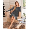 Ekouaer 3 Pack Nightgowns for Women Long Sleeve Sleepshirt Soft Nightshirt(Black/Navy Blue/Grey)