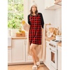 Ekouaer 3 Pack Nightgowns for Women Long Sleeve Sleepshirt Soft Nightshirt(Black/Red_black Plaid/Light Grey)