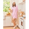 Ekouaer 3 Pack Nightgowns for Women Long Sleeve Sleepshirt Soft Nightshirt(Coffee Cup/Pink Striped Heart/Purple Star)
