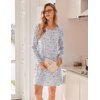 Ekouaer 3 Pack Nightgowns for Women Long Sleeve Sleepshirt Soft Nightshirt(Coffee Cup/Pink Striped Heart/Purple Star)