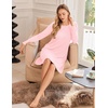 Ekouaer 3 Pack Nightgowns for Women Long Sleeve Sleepshirt Soft Nightshirt(Light Grey/Purple/Pink)
