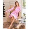 Ekouaer 3 Pack Nightgowns for Women Long Sleeve Sleepshirt Soft Nightshirt(Purple Floral/Light Green Floral/Pink Bow Tie)