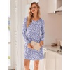 Ekouaer 3 Pack Nightgowns for Women Long Sleeve Sleepshirt Soft Nightshirt(Purple Floral/Light Green Floral/Pink Bow Tie)