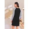 Ekouaer Cotton Nightgowns for Women Long Sleeve Sleepshirts Soft Sleepwear(Black)