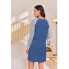 Ekouaer Cotton Nightgowns for Women Long Sleeve Sleepshirts Soft Sleepwear(Blue)
