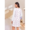 Ekouaer Cotton Nightgowns for Women Long Sleeve Sleepshirts Soft Sleepwear(Floral Purple White)