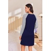 Ekouaer Cotton Nightgowns for Women Long Sleeve Sleepshirts Soft Sleepwear(Navy Blue)
