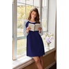 Ekouaer Cotton Nightgowns for Women Long Sleeve Sleepshirts Soft Sleepwear(Navy Blue)