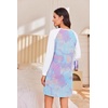 Ekouaer Cotton Nightgowns for Women Long Sleeve Sleepshirts Soft Sleepwear(Tie Dye)