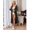 Ekouaer Plush Robe for Women 2026 Long Bathrobe Soft House Coat with Pocket(Black)