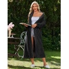 Ekouaer Plush Robe for Women 2026 Long Bathrobe Soft House Coat with Pocket(Black)