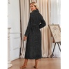Ekouaer Plush Robe for Women 2026 Long Bathrobe Soft House Coat with Pocket(Black)