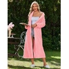 Ekouaer Plush Robe for Women 2026 Long Bathrobe Soft House Coat with Pocket(Coral)