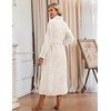 Ekouaer Plush Robe for Women 2026 Long Bathrobe Soft House Coat with Pocket(Cream)