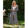 Ekouaer Plush Robe for Women 2026 Long Bathrobe Soft House Coat with Pocket(Dark Grey)