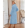 Ekouaer Plush Robe for Women 2026 Long Bathrobe Soft House Coat with Pocket(Light Blue)