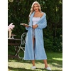 Ekouaer Plush Robe for Women 2026 Long Bathrobe Soft House Coat with Pocket(Light Blue)
