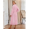 Ekouaer Plush Robe for Women 2026 Long Bathrobe Soft House Coat with Pocket(Light Pink)