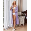 Ekouaer Plush Robe for Women 2026 Long Bathrobe Soft House Coat with Pocket(Light Purple)