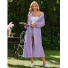 Ekouaer Plush Robe for Women 2026 Long Bathrobe Soft House Coat with Pocket(Light Purple)