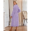 Ekouaer Plush Robe for Women 2026 Long Bathrobe Soft House Coat with Pocket(Light Purple)