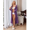 Ekouaer Plush Robe for Women 2026 Long Bathrobe Soft House Coat with Pocket(Purple)