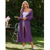 Ekouaer Plush Robe for Women 2026 Long Bathrobe Soft House Coat with Pocket(Purple)