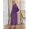 Ekouaer Plush Robe for Women 2026 Long Bathrobe Soft House Coat with Pocket(Purple)