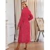 Ekouaer Plush Robe for Women 2026 Long Bathrobe Soft House Coat with Pocket(Red)