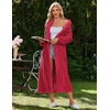Ekouaer Plush Robe for Women 2026 Long Bathrobe Soft House Coat with Pocket(Red)