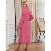 Ekouaer Plush Robe for Women 2026 Long Bathrobe Soft House Coat with Pocket(Rose)