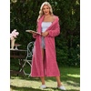 Ekouaer Plush Robe for Women 2026 Long Bathrobe Soft House Coat with Pocket(Rose)