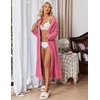 Ekouaer Plush Robe for Women 2026 Long Bathrobe Soft House Coat with Pocket(Rose)