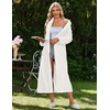 Ekouaer Plush Robe for Women 2026 Long Bathrobe Soft House Coat with Pocket(White)