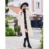 Ekouaer Plush Robes for Women Button Front Long Bathrobe(Beige)
