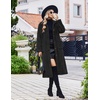 Ekouaer Plush Robes for Women Button Front Long Bathrobe(Black)