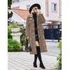 Ekouaer Plush Robes for Women Button Front Long Bathrobe(Brown Leopard Print)
