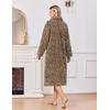 Ekouaer Plush Robes for Women Button Front Long Bathrobe(Brown Leopard Print)
