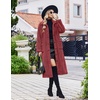 Ekouaer Plush Robes for Women Button Front Long Bathrobe(Burgundy)