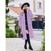 Ekouaer Plush Robes for Women Button Front Long Bathrobe(Lavender)
