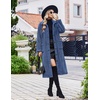 Ekouaer Plush Robes for Women Button Front Long Bathrobe(Navy Blue)