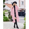 Ekouaer Plush Robes for Women Button Front Long Bathrobe(Pink)