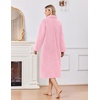 Ekouaer Plush Robes for Women Button Front Long Bathrobe(Pink)