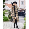 Ekouaer Plush Robes for Women Button Front Long Bathrobe(Plaid Khaki)