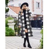 Ekouaer Plush Robes for Women Button Front Long Bathrobe(Plaid White)