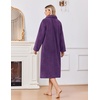 Ekouaer Plush Robes for Women Button Front Long Bathrobe(Purple)