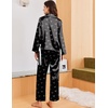 Ekouaer Women Classic Button Down Long Satin Pajamas Set Cute Bow Sleepwear(Bow Heart)